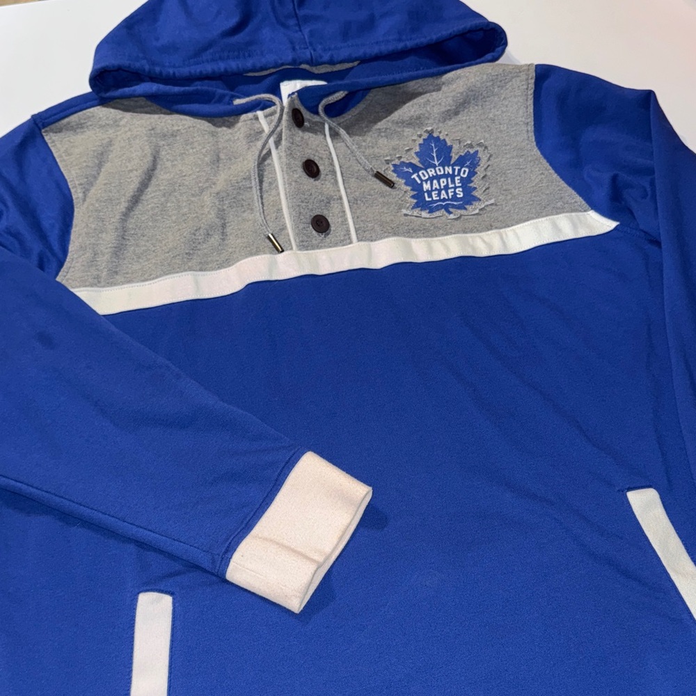 Fanatics Blue and Gray Toronto Maple‎ Leafs Men's Hoodie NWOT